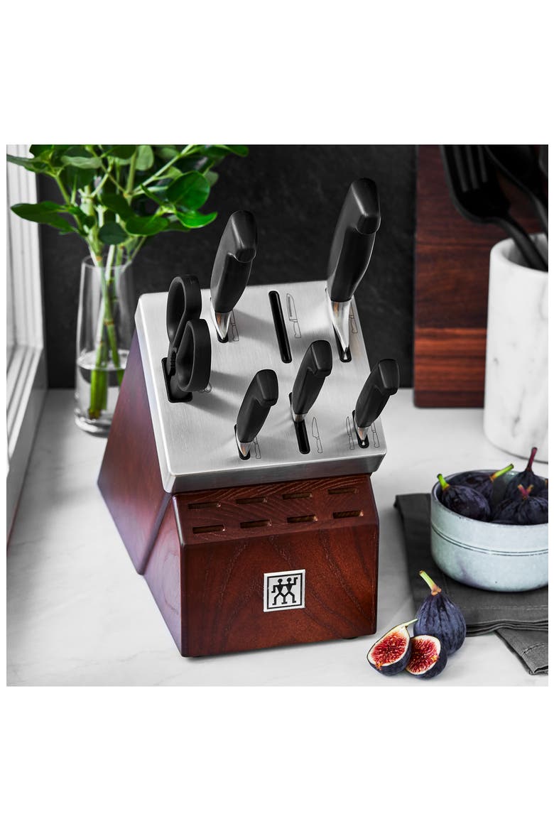 J.A. HENCKELS Four Star Self-Sharpening Knife Block & Knife Set, Alternate, color, STAINLESS STEEL