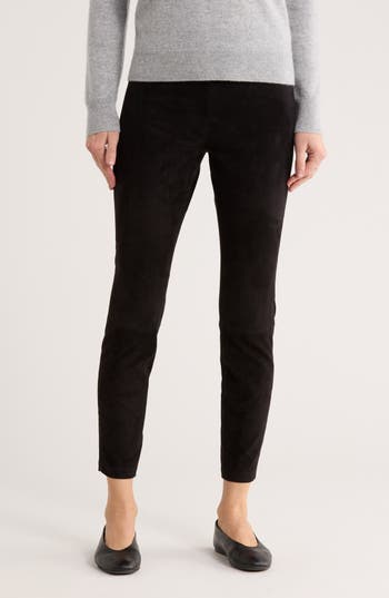Theory Adbelle High Waist Crop Suede Pants In Black