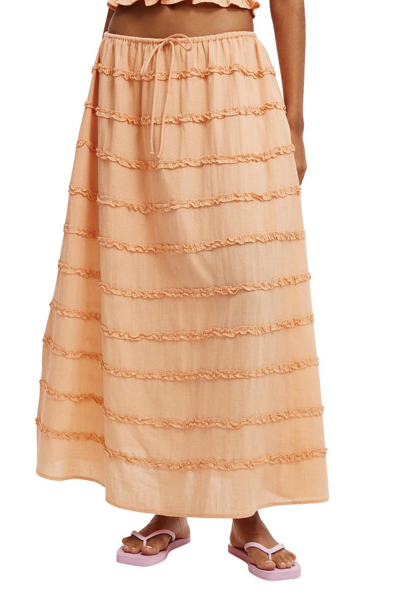 Cotton On Women's Jet Set Tiered Maxi Skirt, Main, color, Soft Orange