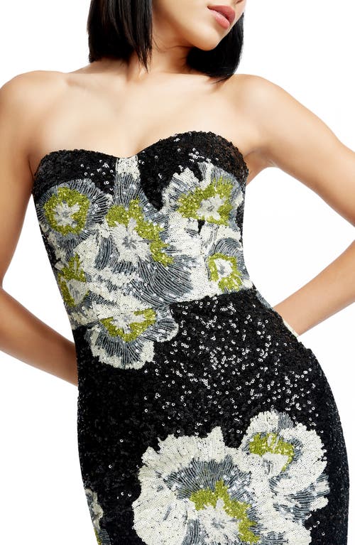 DRESS THE POPULATION DRESS THE POPULATION VADA FLORAL SEQUIN STRAPLESS GOWN