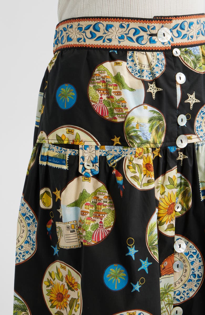 FARM Rio Trip Souvenir Print Cotton Skirt, Alternate, color, Black