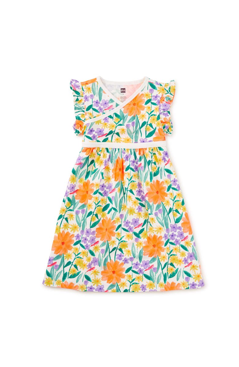Tea Collection Wrap Neck Dress, Main, color, Watercolor Floral