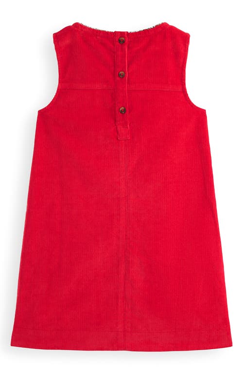 Mini Boden Kids' Heart Pocket Sleeveless Cotton Corduroy Dress In Red