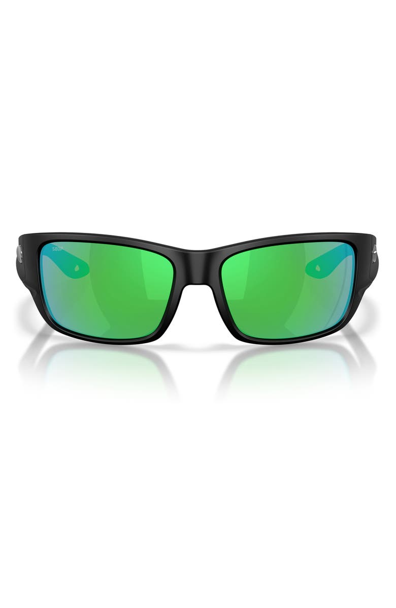 Costa Del Mar Schoolie 56mm Polarized Mirrored Rectangular Sunglasses, Main, color, Black / Green Mirror