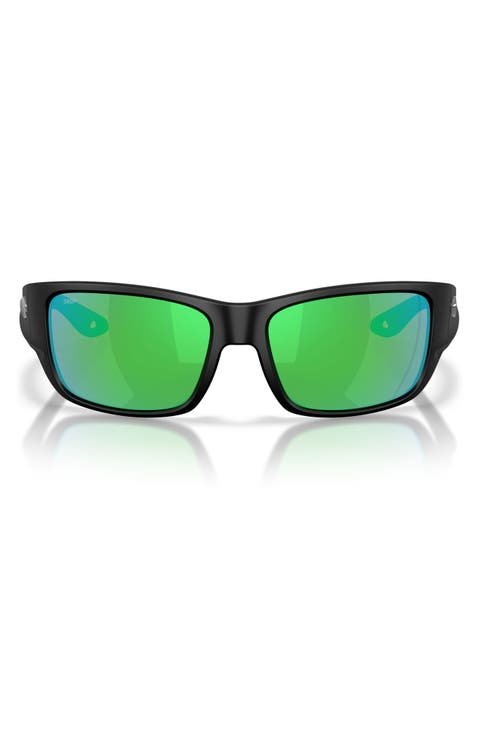 Schoolie 56mm Polarized Mirrored Rectangular Sunglasses