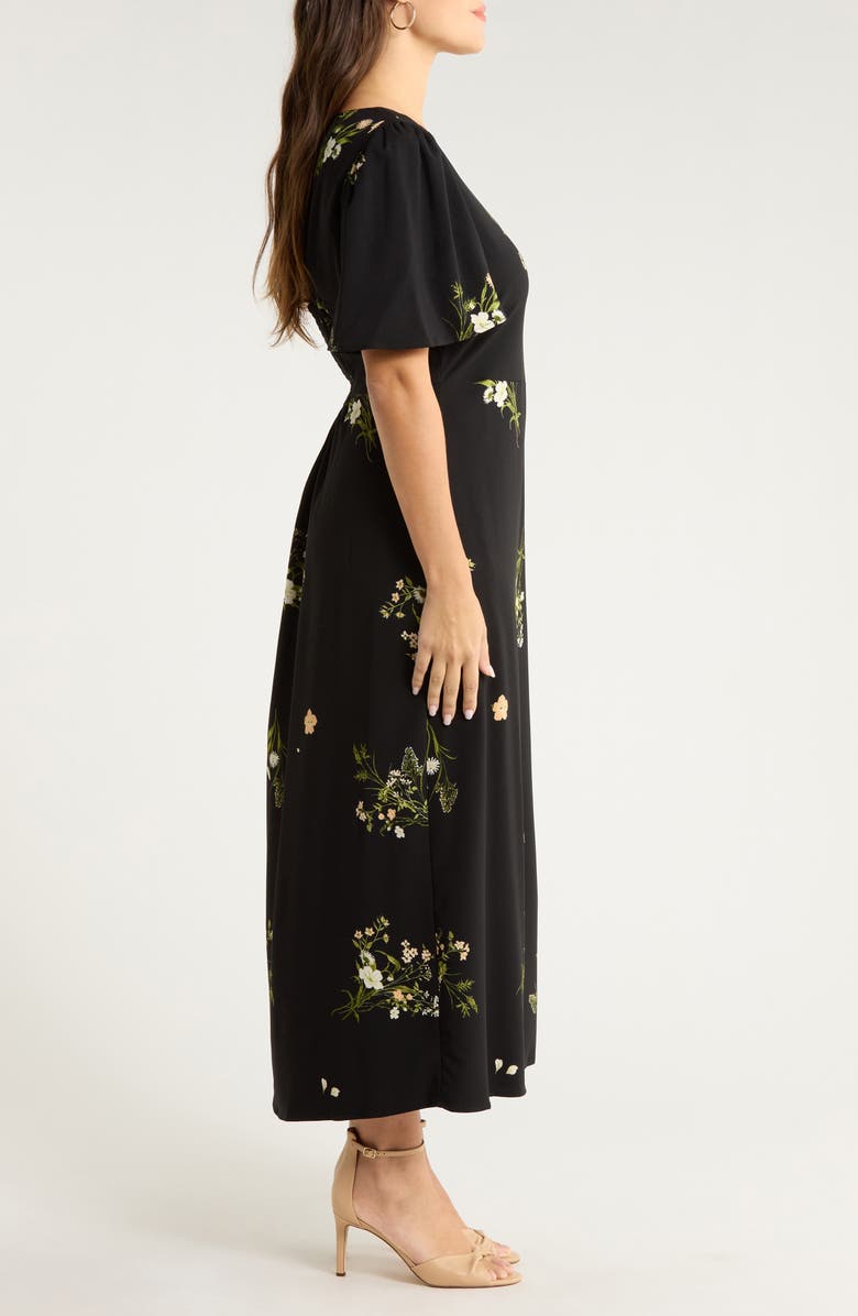 SUGARLIPS Jenna Floral Print Maxi Dress, Alternate, color, Black-Green