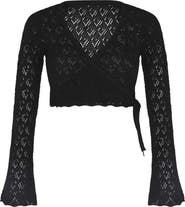 Capittana Kaia Openwork Crochet Crop Cover-Up Sweater