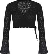 Capittana Kaia Openwork Crochet Crop Cover-Up Sweater