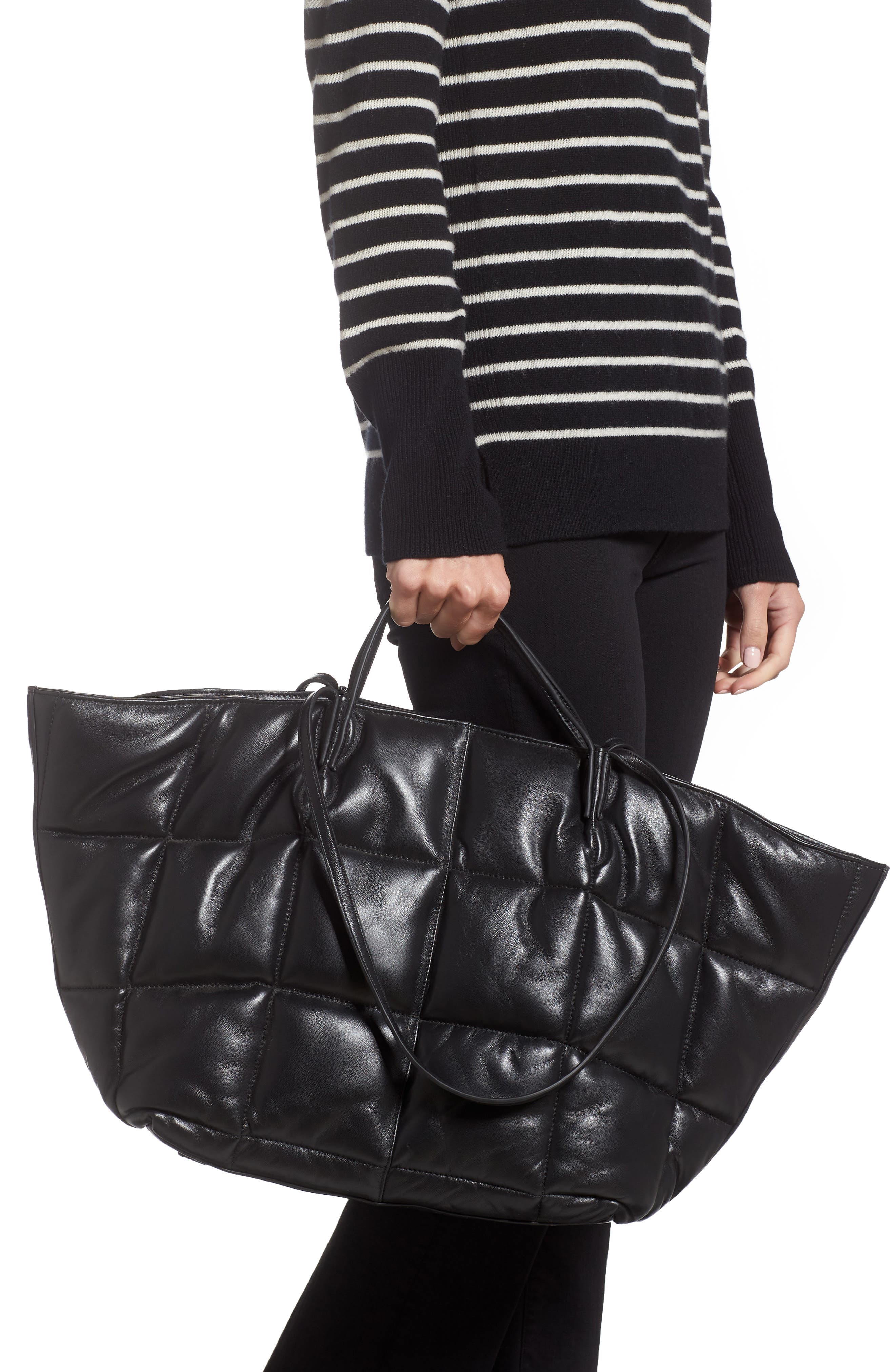 AllSaints Nadaline Quilted Leather Tote, Alternate, color, 