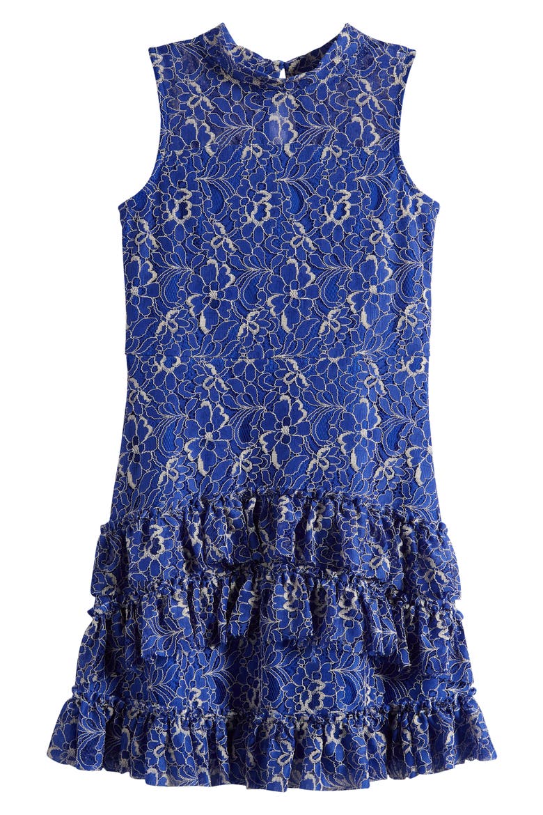 Kids' Lace Ruffle Dress, Main, color, ROYAL BLUE