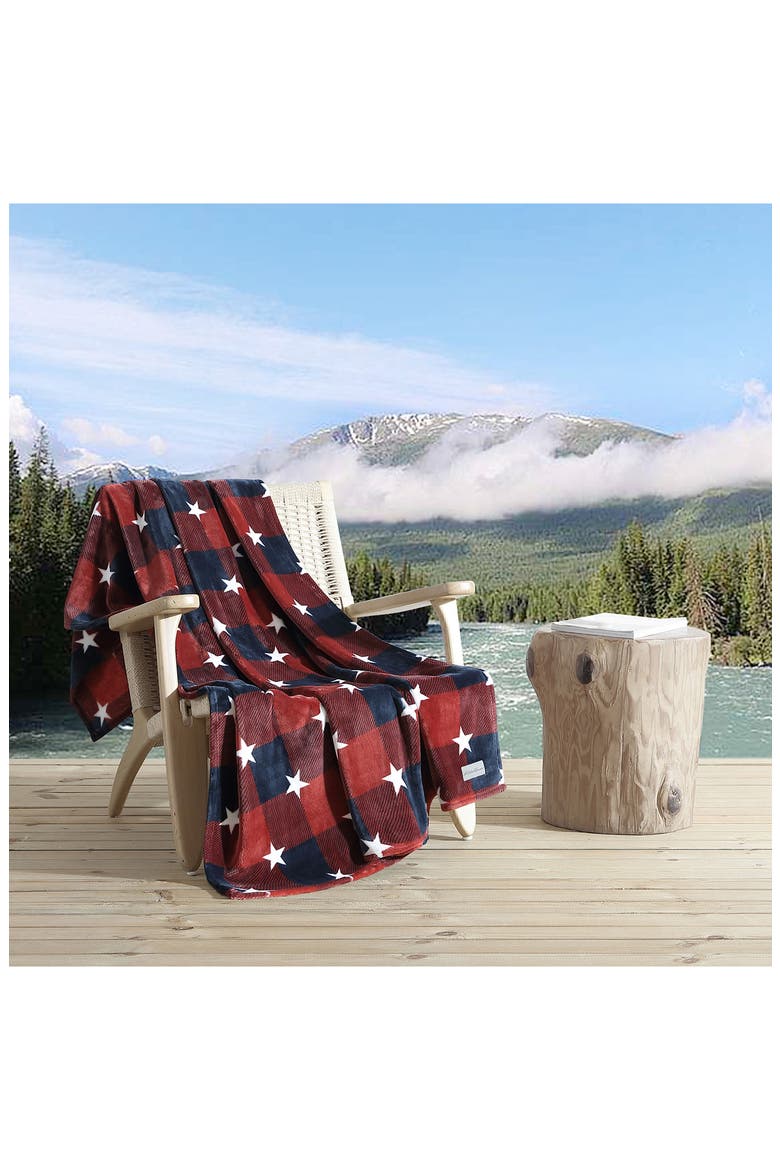 Americana Plaid Throw Blanket, Alternate, color, MEDIUM RED