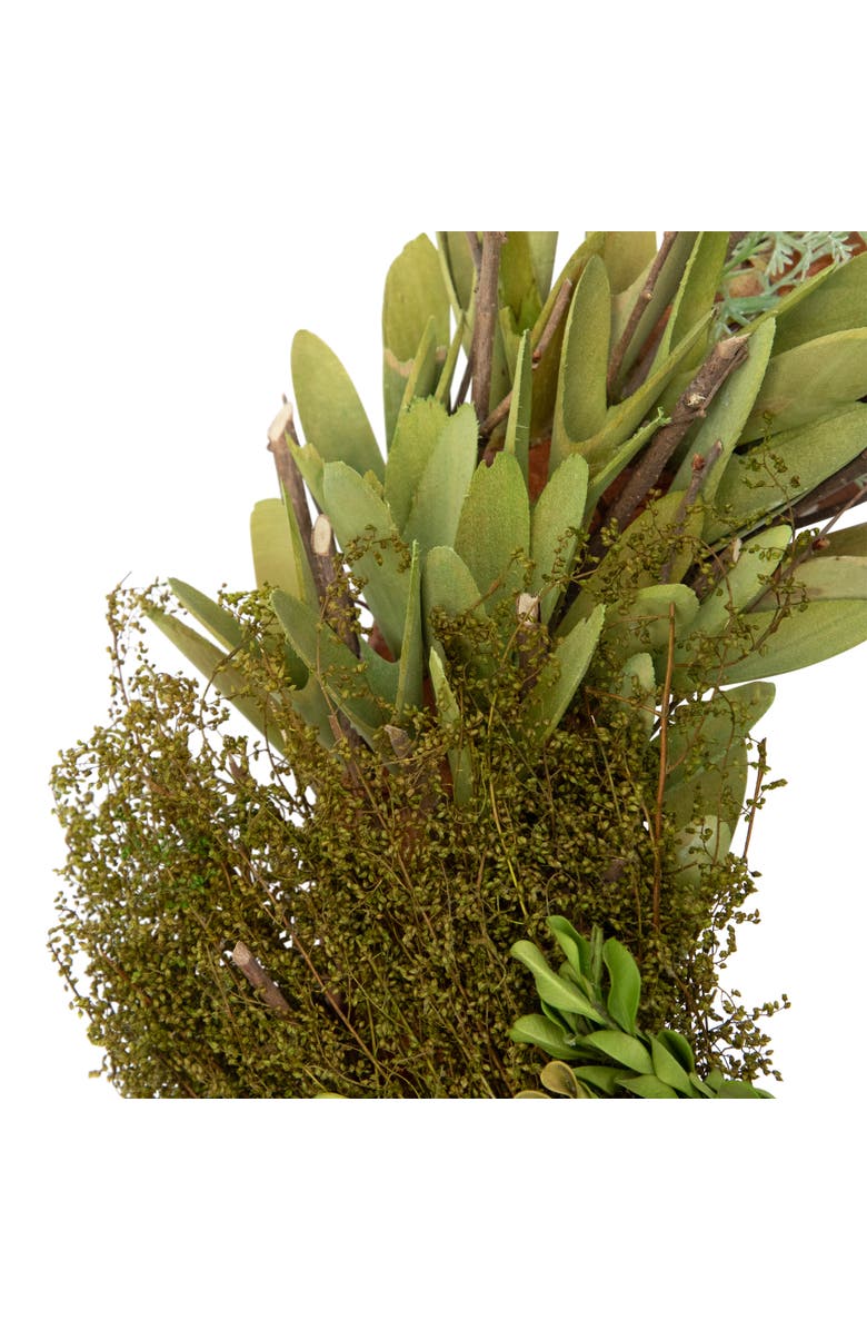 Northlight Cedar, Succulent and Day Grass Artificial Spring Wreath, Green -14-Inch, Alternate, color, Green