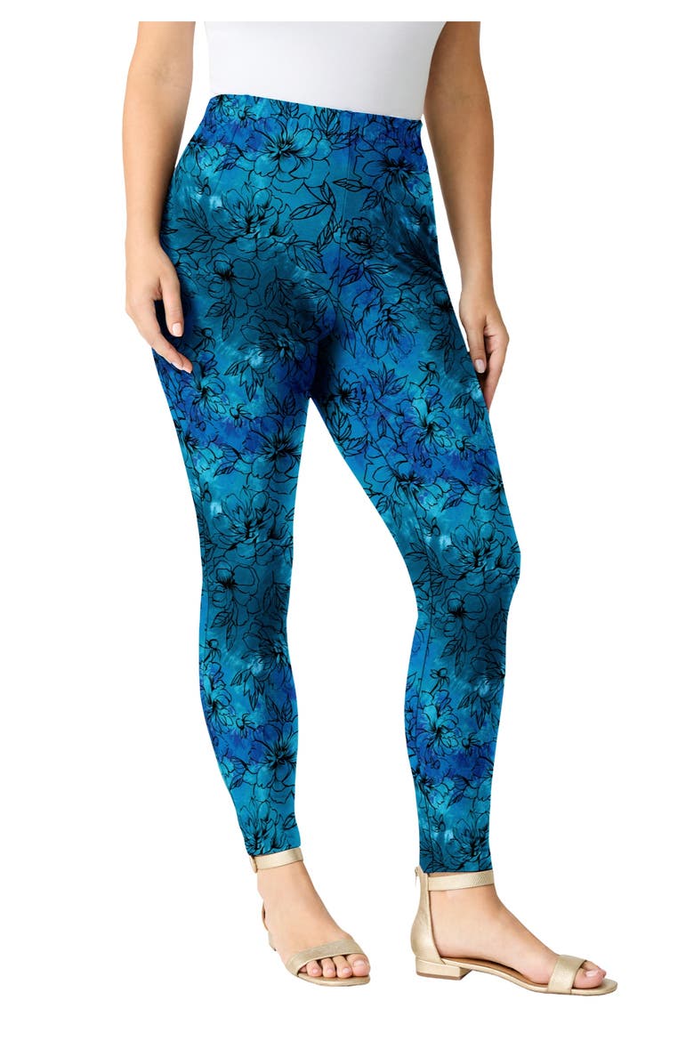 Side Pocket Essential Legging, Main, color, DEEP TURQUOISE TIE DYE FLORAL