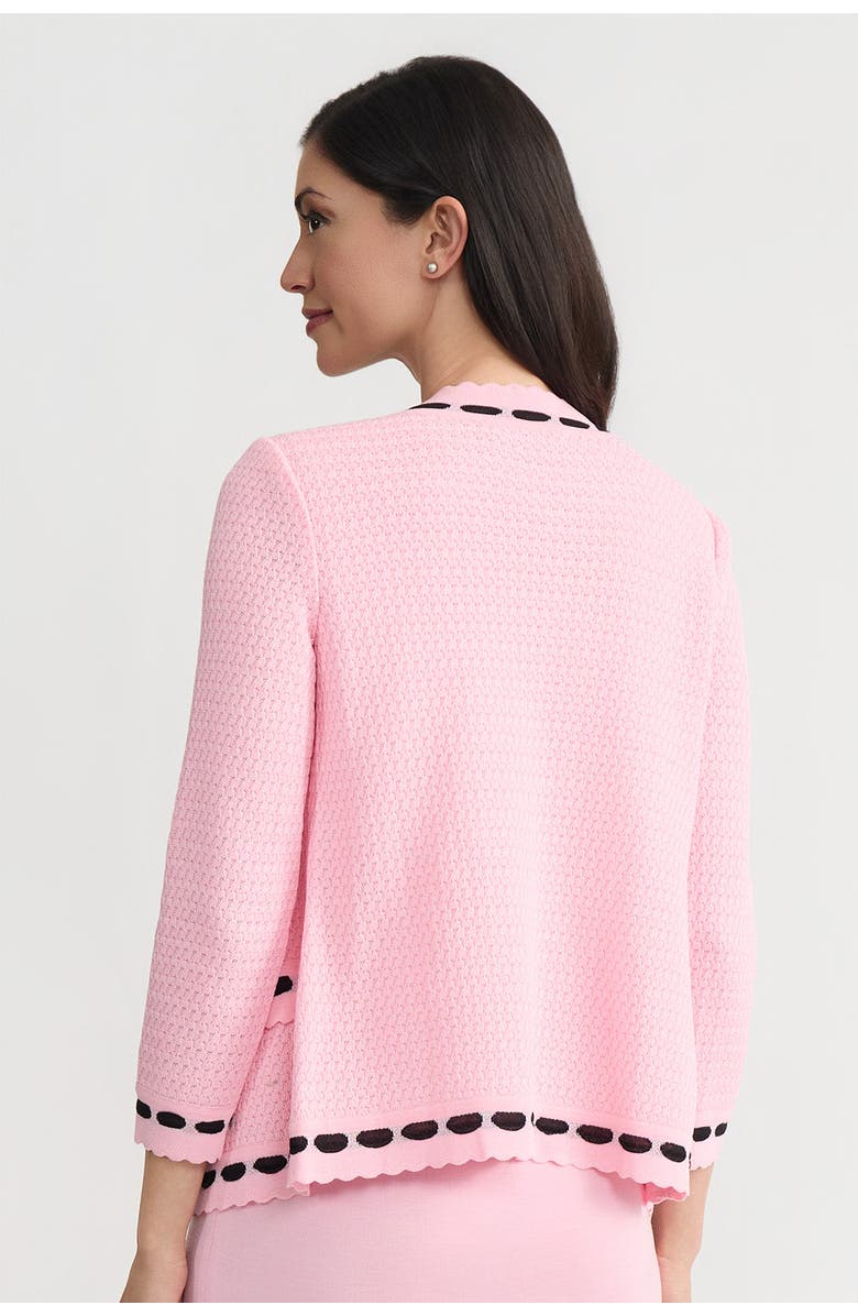Ming Wang Heritage Faux Ribbon Trim Knit Jacket, Alternate, color, Perfect Pink/Black