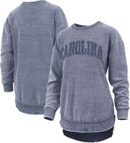 PRESSBOX Women's Pressbox Navy North Carolina Tar Heels Ponchoville Pullover Sweatshirt