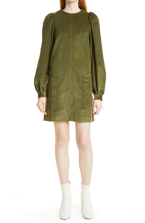 Ted Baker Londo Xavia Long Sleeve Cotton Corduroy A-Line Dress