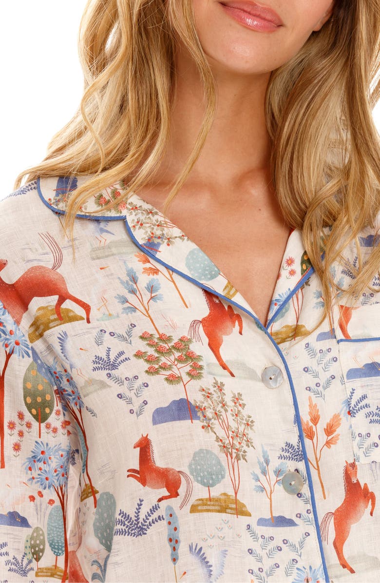 The Lazy Poet Emma Blue Equus Linen Pajamas, Alternate, color, 