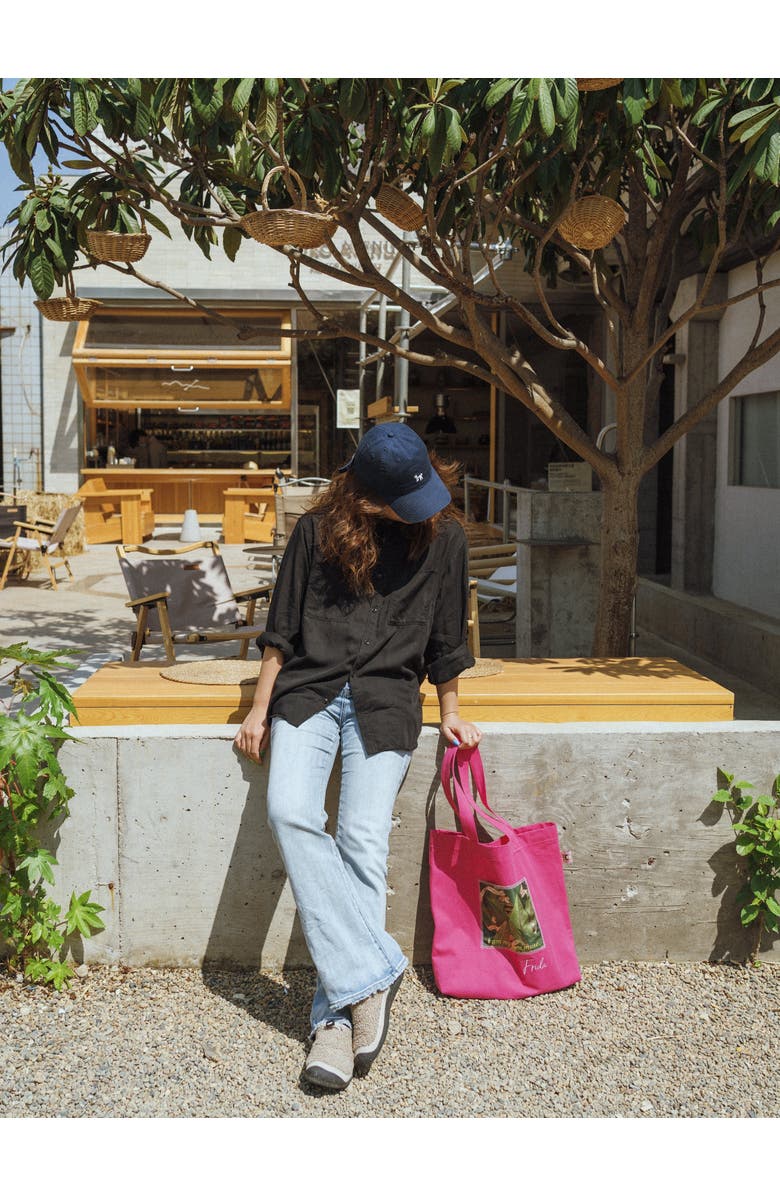 Lost Pattern NYC "I Am My Own Muse by Frida" Cotton Tote Bag, Alternate, color, Viva Magenta
