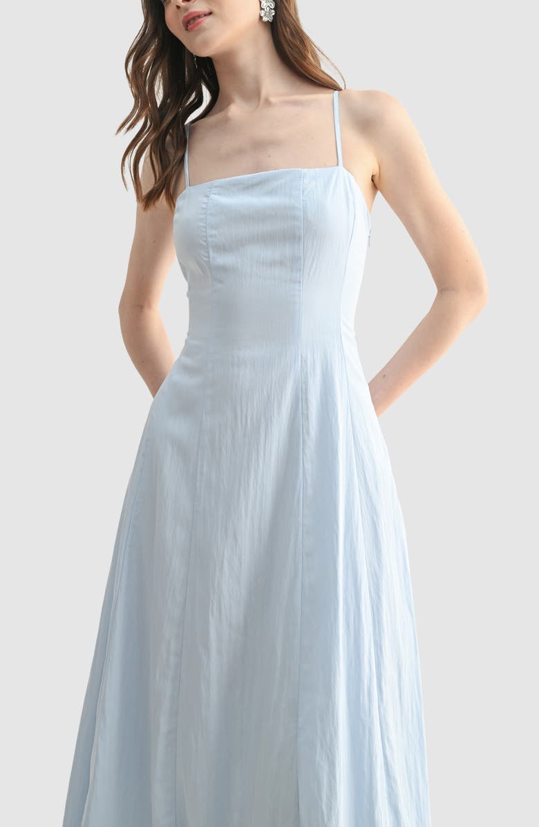 Lush Bubble Hem Linen Blend Midi Dress, Alternate, color, Sky Blue