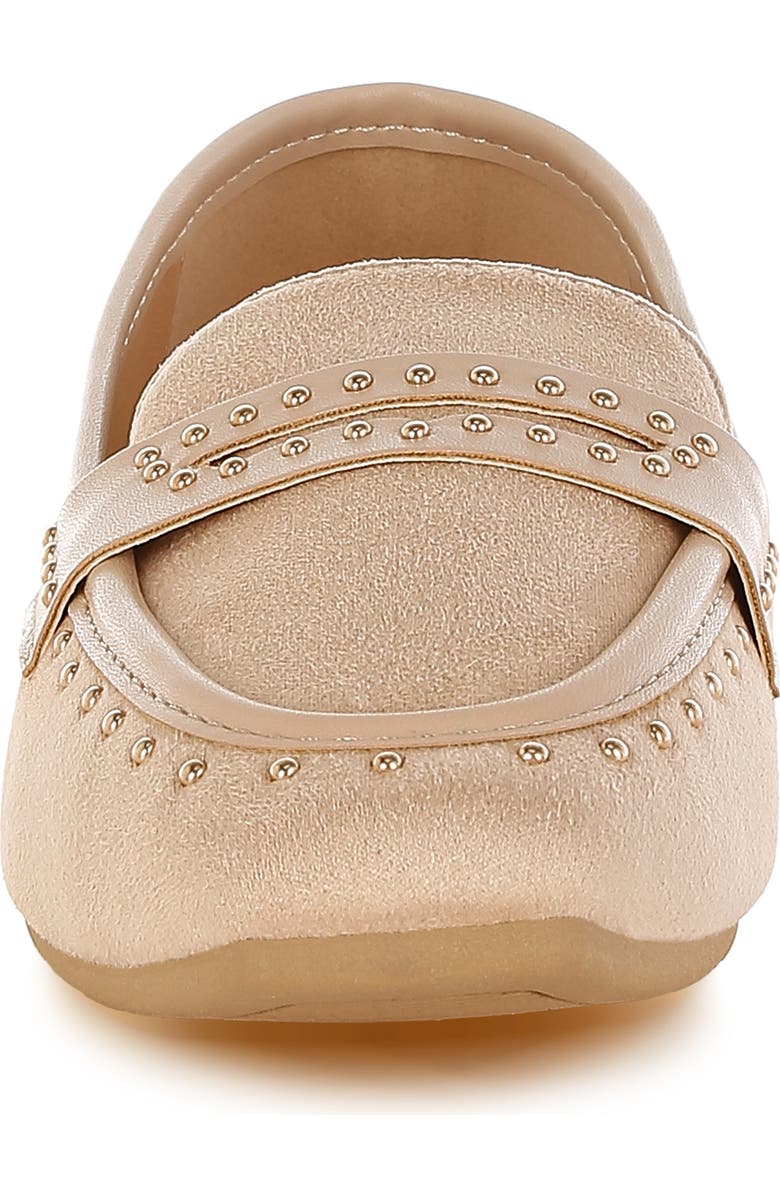 LONDON RAG Lumina Penny Strap Studded Loafer, Alternate, color, Beige
