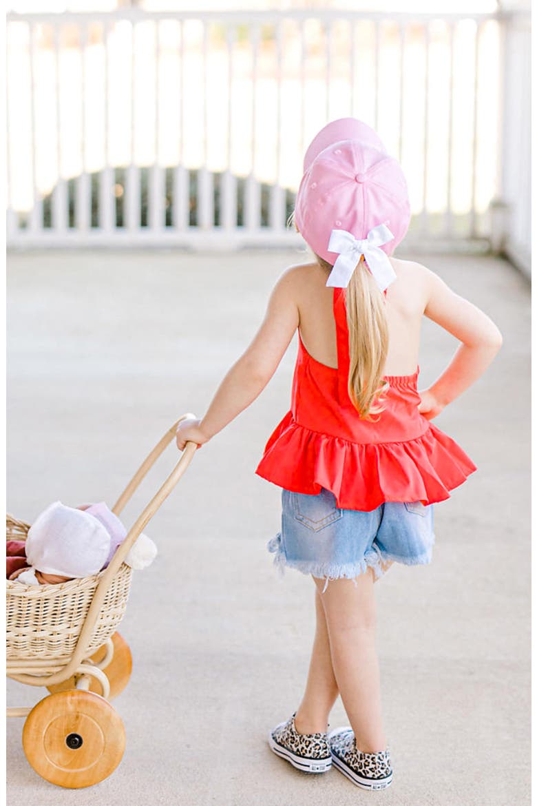Little Sister Twill Bow Baseball Hat, Alternate, color, Pink