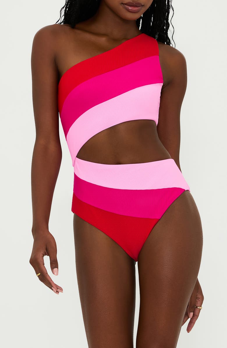 Beach Riot Joyce One-Piece Swimsuit, Main, color, Gumdrop Colorblock