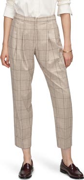 ARGENT Windowpane Plaid Pleated Pants