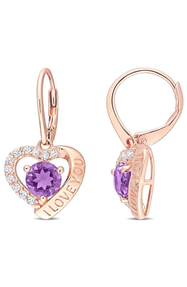 Julianna B. Amethyst & White Topaz Heart Earrings, Main, color, 
