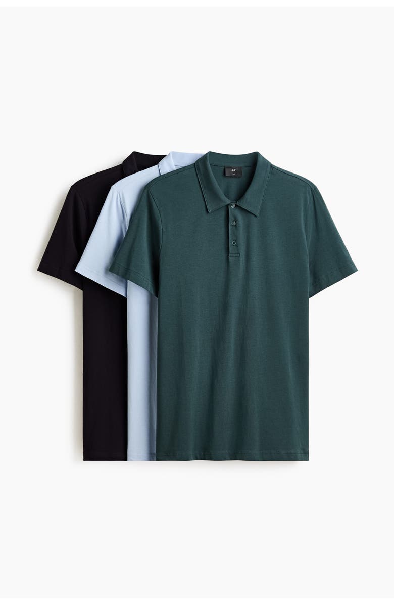 H&M 3-pack Slim Fit Polo Shirt, Main, color, Teal
