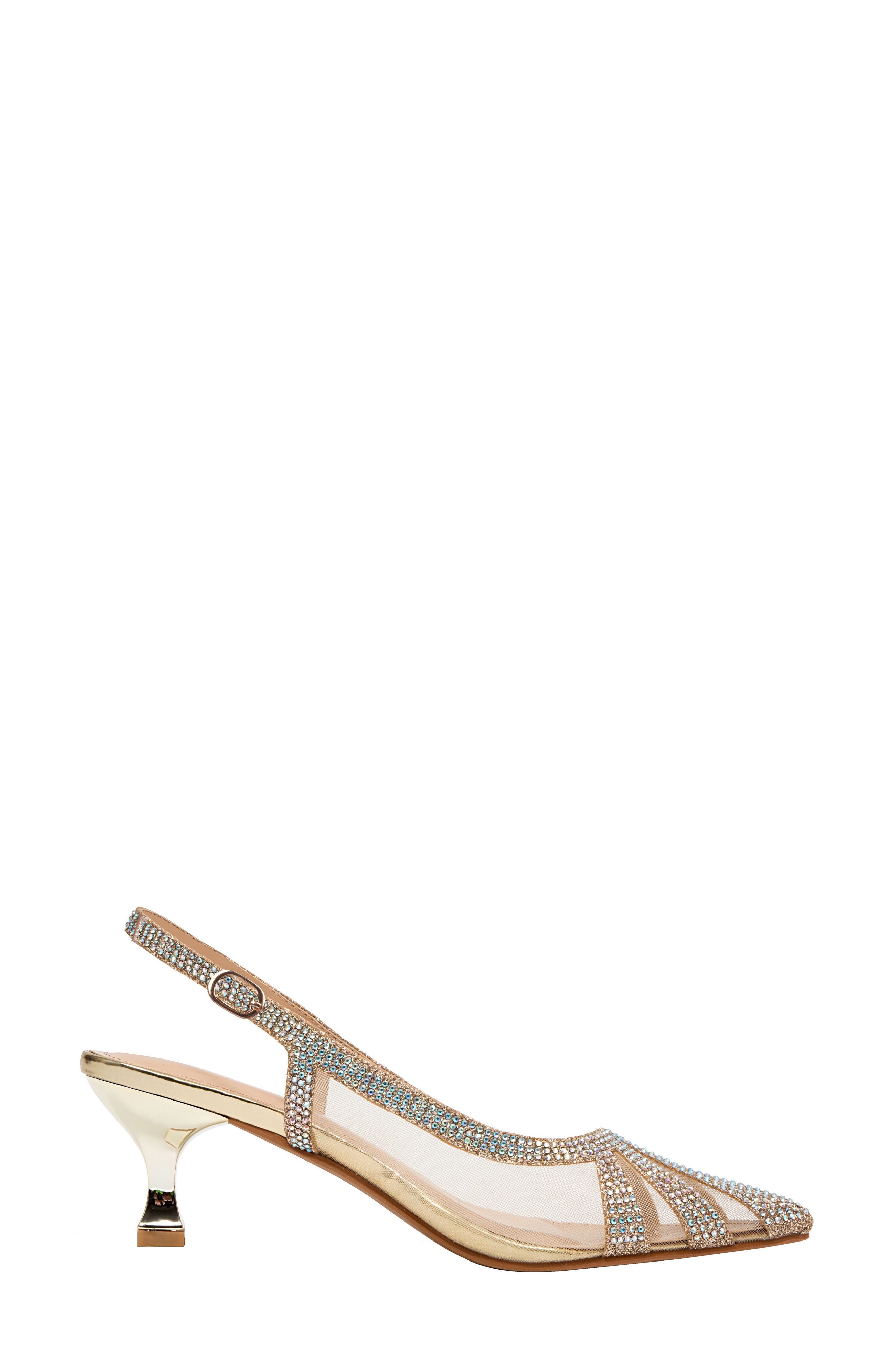 Macy Mesh Rhinestone Slingback Pump, Alternate, color, GOLD