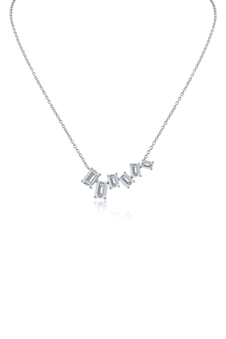 Scatter Emerald Cubic Zirconia Necklace, Main, color, CLEAR/ SILVER