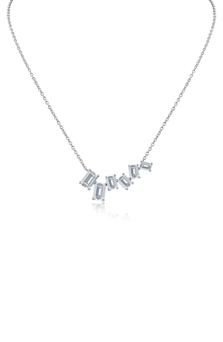 CZ by Kenneth Jay Lane Scatter Emerald Cubic Zirconia Necklace, Main, color, Clear/ Silver