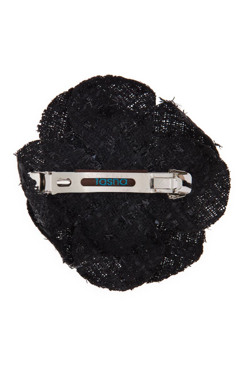 Flower Rosette Barrette, Alternate, color, BLACK