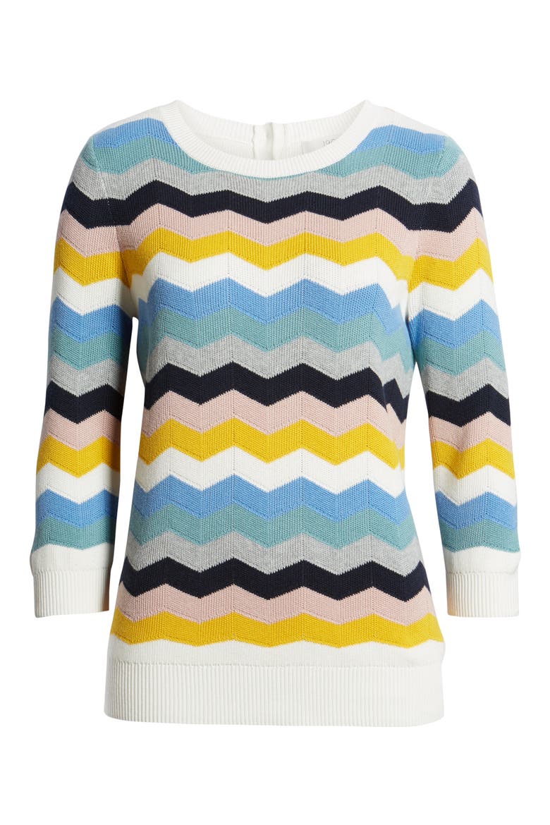 Chevron Jacquard Sweater, Alternate, color, BLUE MULTI CHEVRON PATTERN