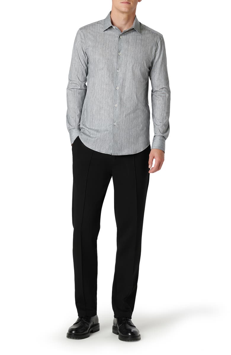 Bugatchi James OoohCotton<sup
®</sup
Chambray Print Button-Up Shirt, Alternate, color, Black