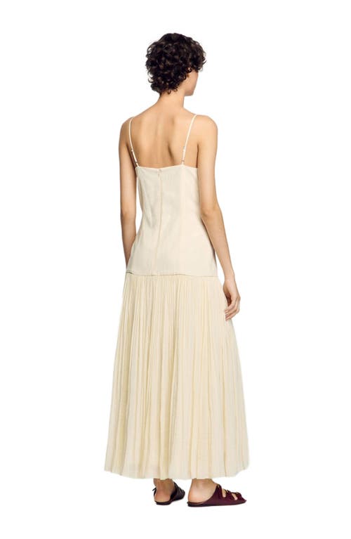 Shop Sandro Pleated Maxi Dress In Ecru