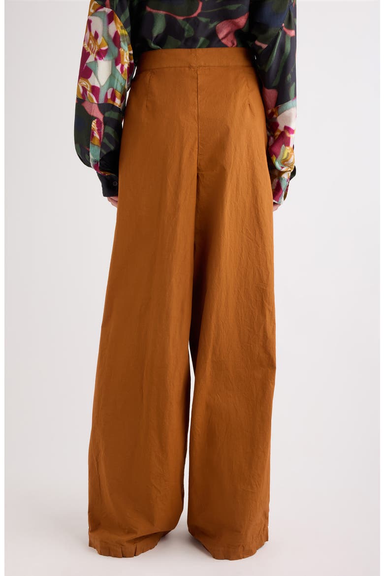 Pamplona Pleated Stretch Cotton Wide Leg Pants, Alternate, color, OCRA