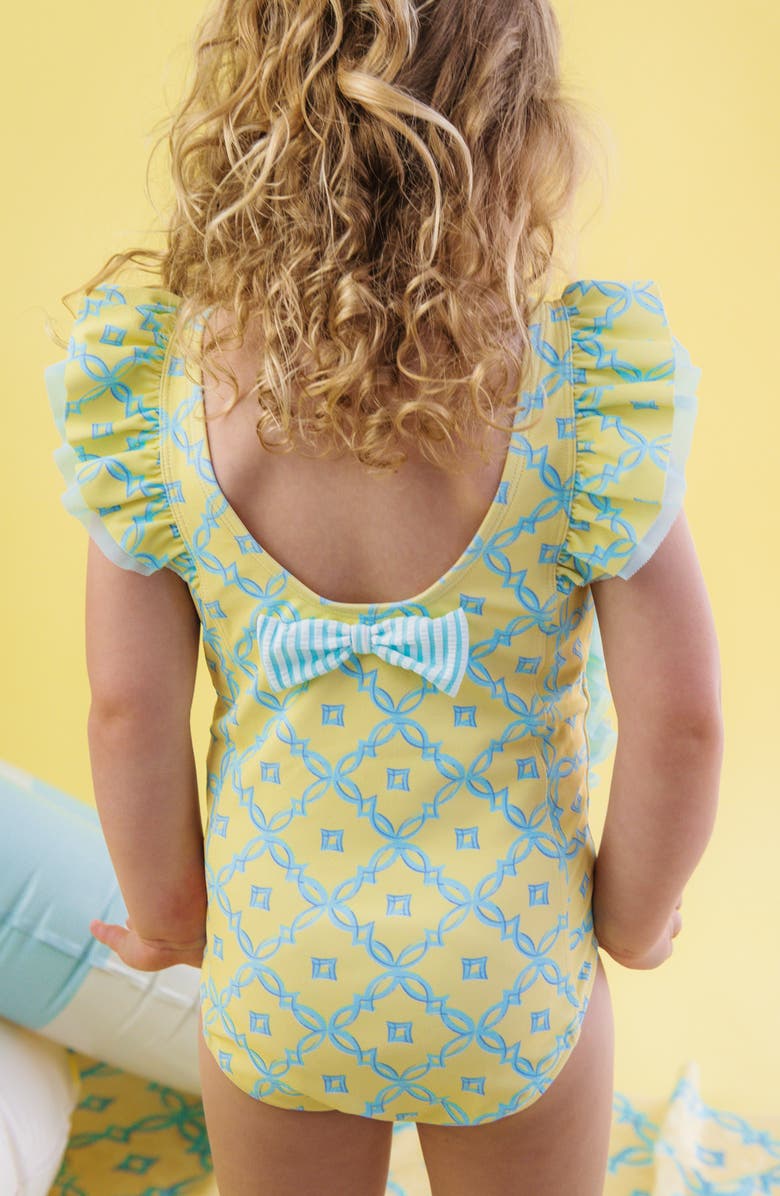RuffleButts Kids' Banana Coastal Cham UPF 50+ One-Piece Swimsuit, Alternate, color, Yellow
