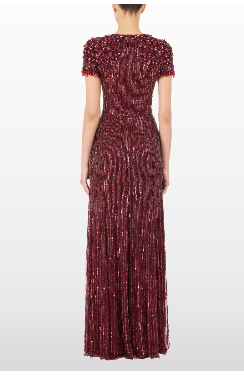 Jenny Packham Eliza Beaded Maxi Dress, Alternate, color, Cardinal