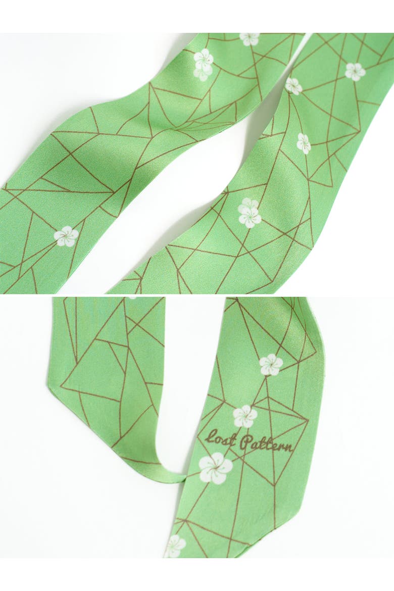"Almond Blossom" Silk Skinny Scarf, Alternate, color, Matcha