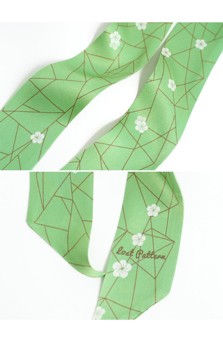 Lost Pattern "Almond Blossom" Silk Skinny Scarf, Alternate, color, Matcha
