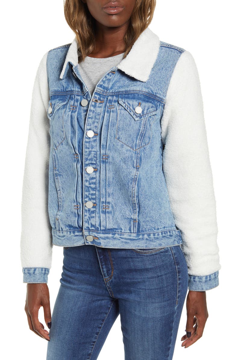 BLANKNYC Fleece Contrast Denim Jacket, Alternate, color, 