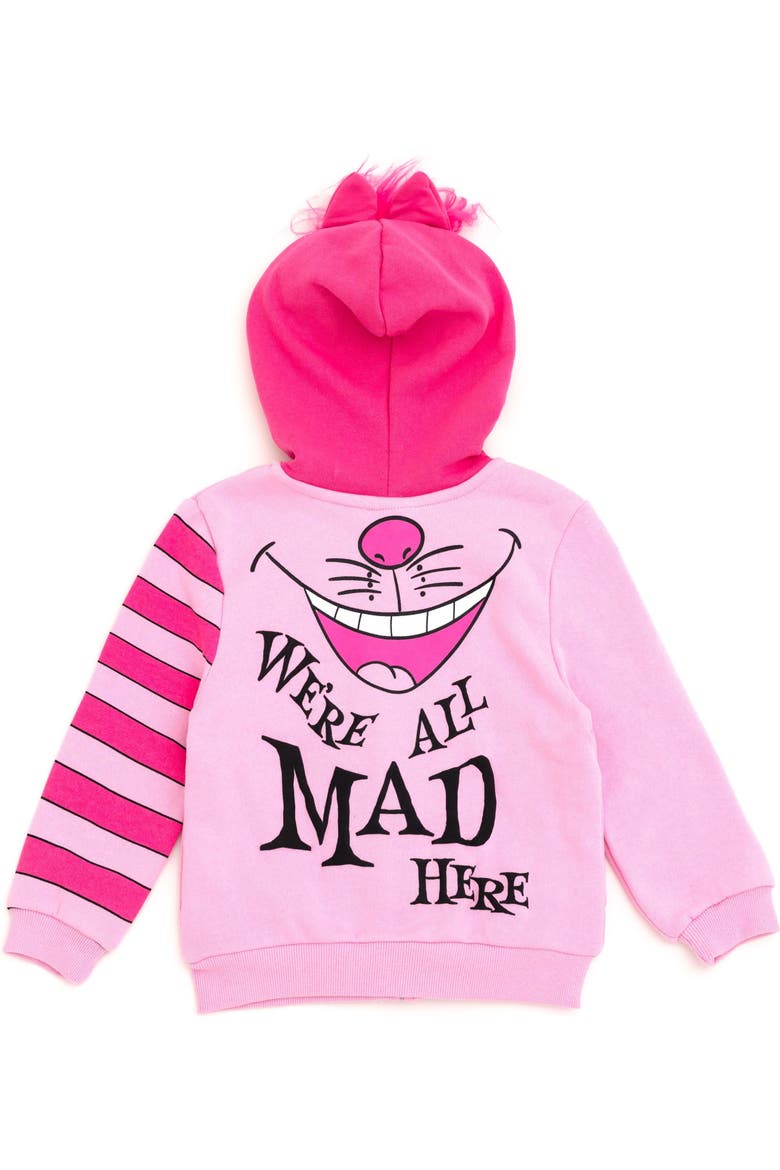 Alice in Wonderland Cheshire Cat Fleece Zip-Up Hoodie, Alternate, color, Cheshire Cat Pink