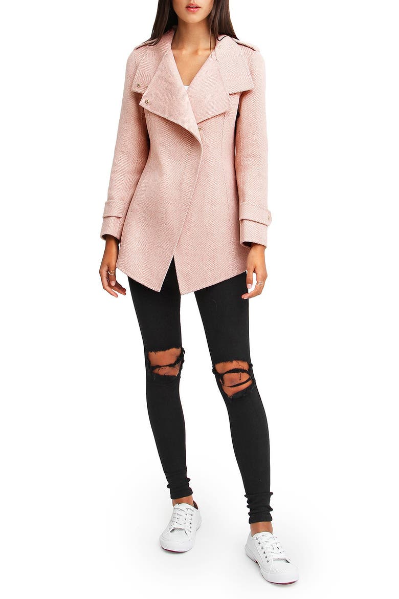 Bad Girl Wool Blend Moto Coat, Alternate, color, BLUSH