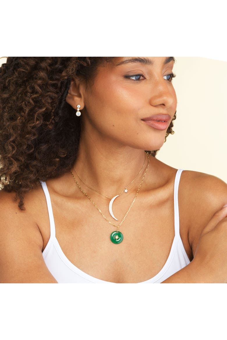 CZ Jade Starburst Disc Necklace, Alternate, color, Jade