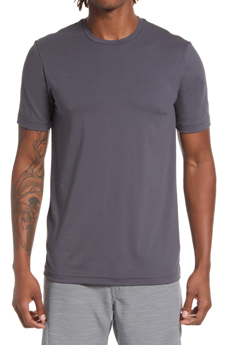TravisMathew The Crew Performance T-Shirt, Main, color, Grey Pinstripe