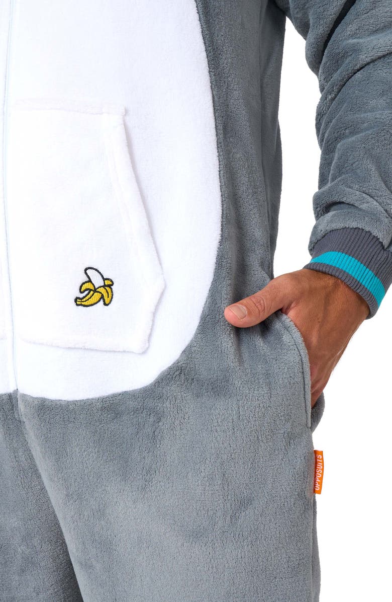 OppoSuits Lemur Hooded Fleece Costume Jumpsuit, Alternate, color, Grey