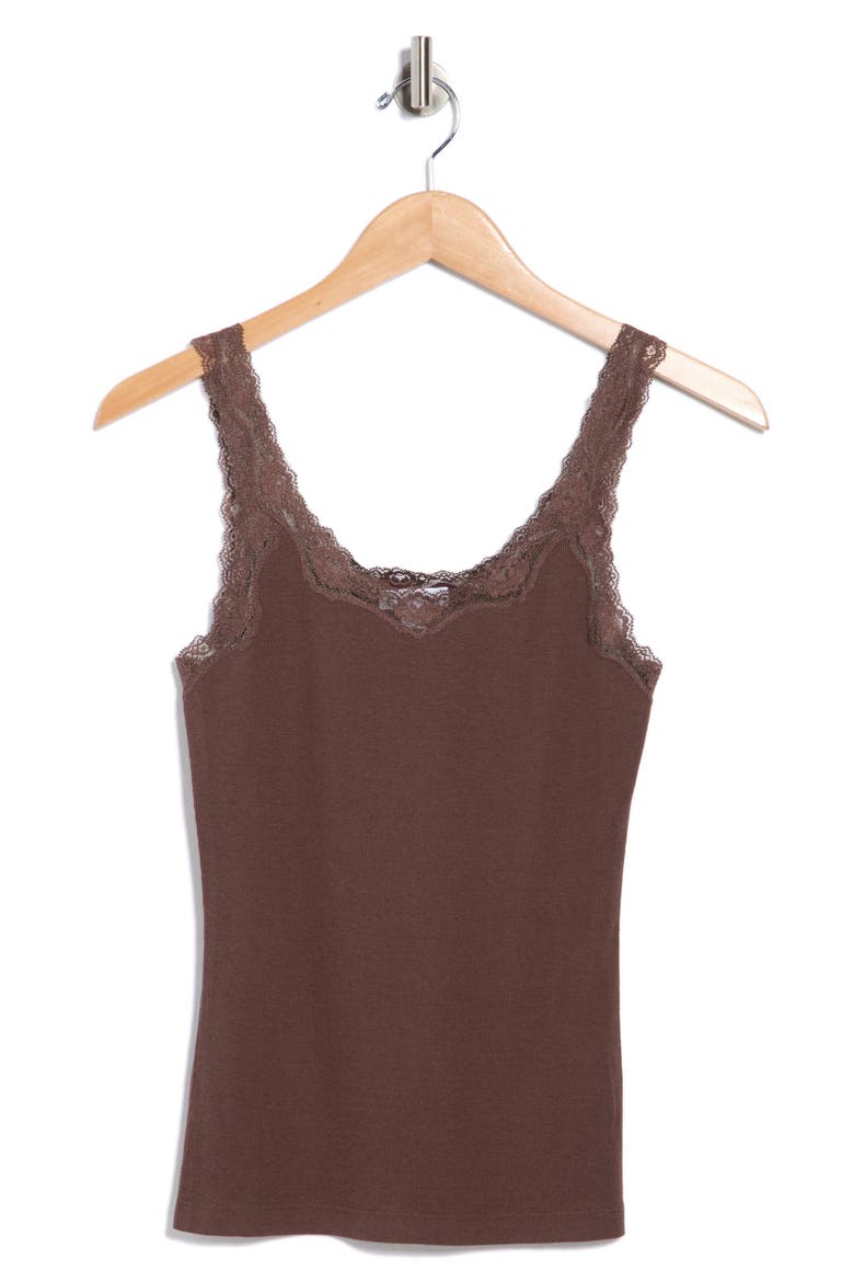Lace Trim Tank, Alternate, color, BROWN SEAL