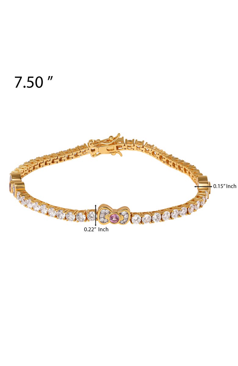 Hello Kitty White & Pink Sapphire Station Bracelet, 7.5", Alternate, color, Gold Pink