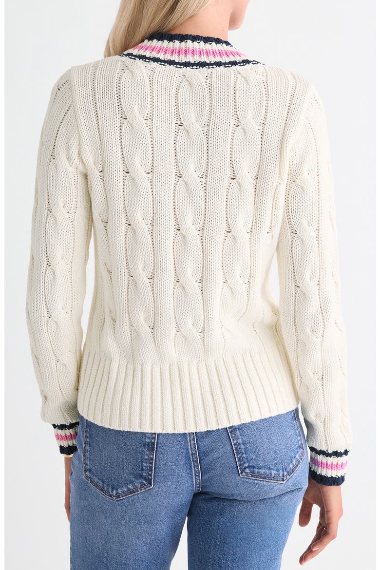 Varsity Cable Knit Sweater, Alternate, color, MARSHMALLOW